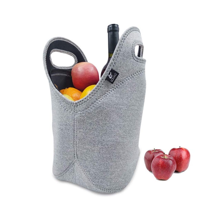 LOVAC Neoprene Lunch Bag,LOVAC Thick Insulated - Durable & Waterproof Lunch Tote With Zipper For Outdoor Travel Work School (Cool Gray) - Image 3